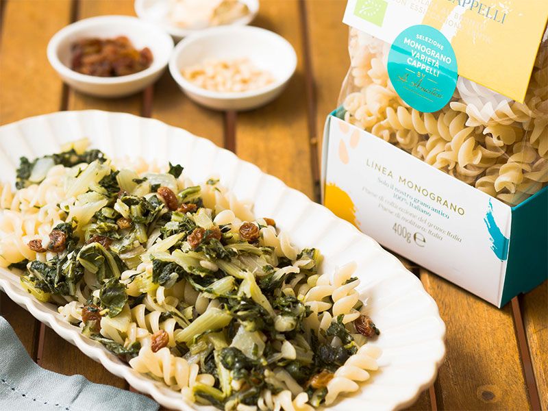Fusilli agrodolci bietole e uvetta